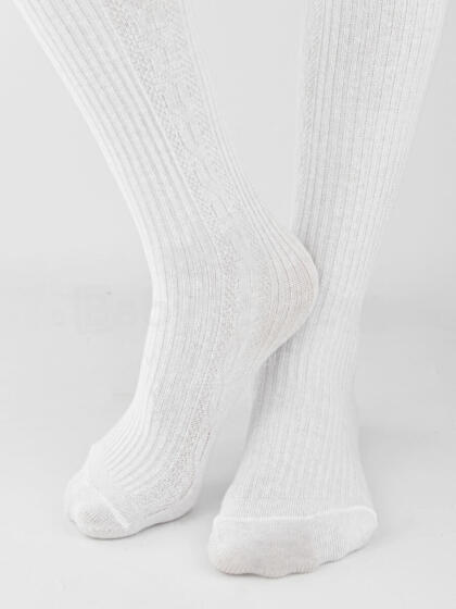 NOVITI RB011-G-01 Cotton tights striped braid white 92/98