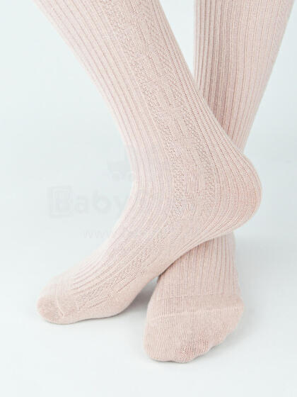 NOVITI RB011-G-02 Cotton tights braid stripe pink 140/146