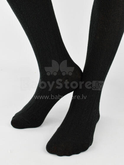 NOVITI RB012-G-03 Cotton tights striped herringbone black 128/134