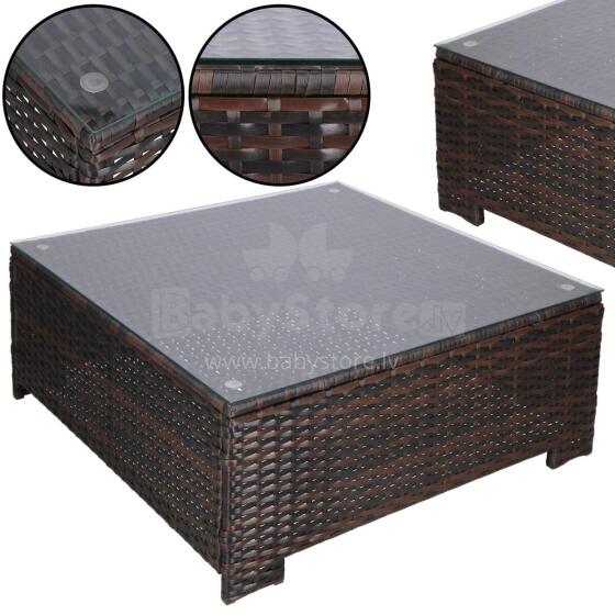 Modulaarne aiamööbli komplekt Springos GF0062 laud, tugitool, diivan, 4 moodulit, pruun-kreem