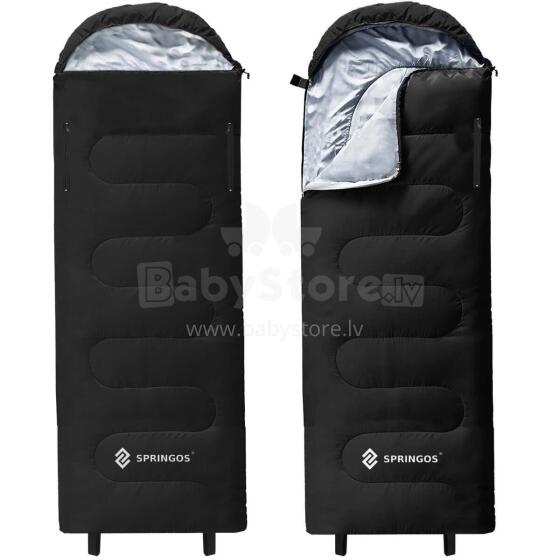 2-in-1 reisimagamiskott Springos CS0122, 220x80 cm, soe matkatekki, must-hall