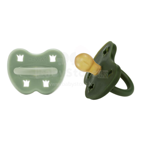 Hevea Natural Rubber Pacifier Round Art.239423 Moss Green/Deep Forest Natural Rubber Pacifier