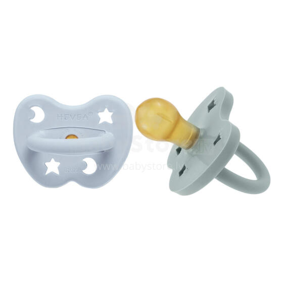 Hevea Natural Rubber Pacifier Round Art.239425 Cabin Blue/Grey Natural Rubber Pacifier