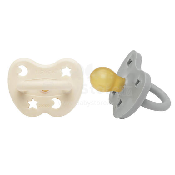 Hevea Natural Rubber Pacifier Round Art.239428 Milky White/Grey Natural Rubber Pacifier