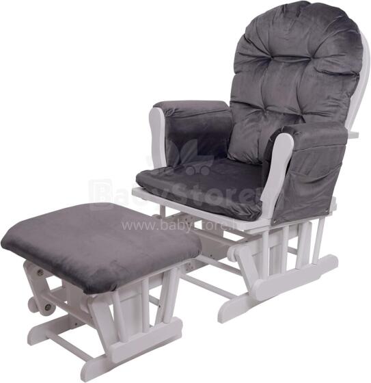 Mendler Relaxing Rocking Chair Art.HWC-C76 Velvet Grey Kiiktool söötmiseks