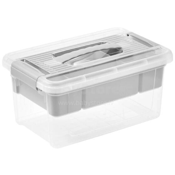 Box with lid and organizer Henri 23x35x17cm 9L light gray/transparent