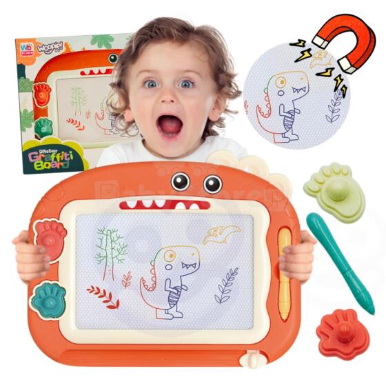 WOOPIE Magnetic Amadede ƒe Tabla + 2 Dinosaur Stamps