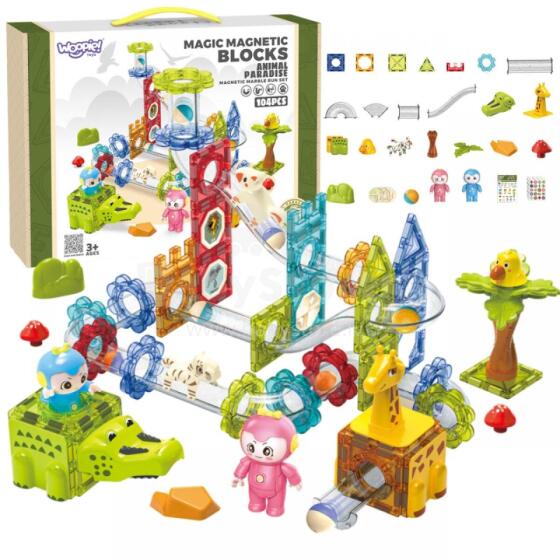 WOOPIE Magnetic Blocks Ball Track Lãwo ƒe Paradiso 104 pcs.