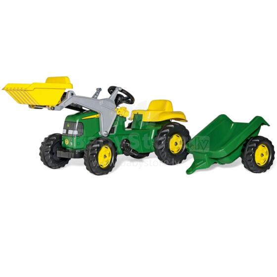 Rolly Fefenuwo RollyKid John Deere Pedal Traktɔtɔ kple Bucket kple Trailer - Green