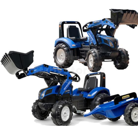 FALK New Holland Blue Pedal Tractor kple Trailer tso Ƒe 3
