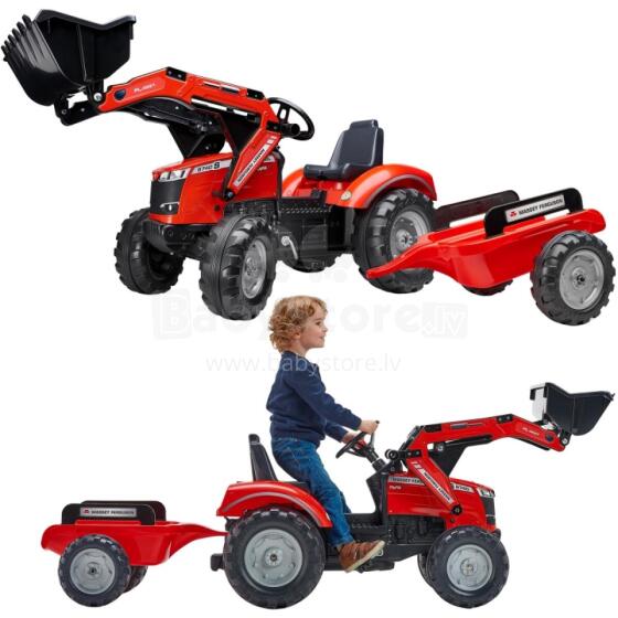 FALK Massey Ferguson Red Pedal Tractor kple Trailer tso Ƒe 3