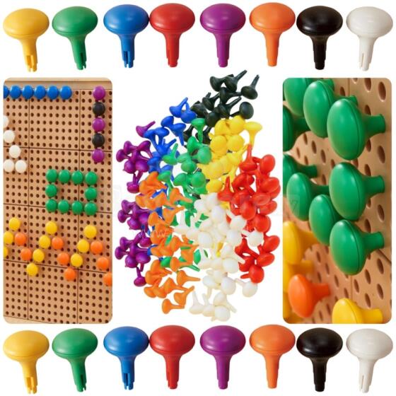 MASTERKIDZ Amadede Jumbo Pegs na STEM Board 128 Pcs - 8 Amadedewo