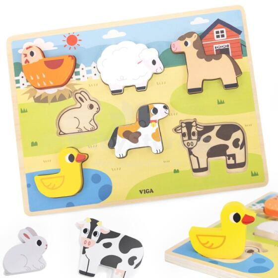 VIGA Ati ƒe Puzzle Montessori 2in1 Puzzle Figures Agble