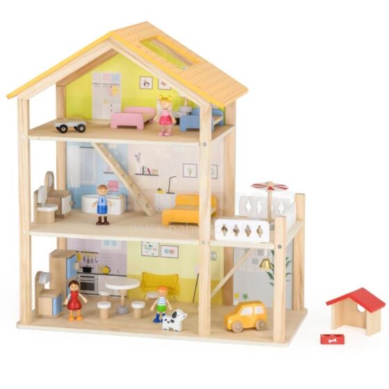 VIGA Ati Dollhouse Set kple Dolls kple Kpekpeɖeŋunuwo