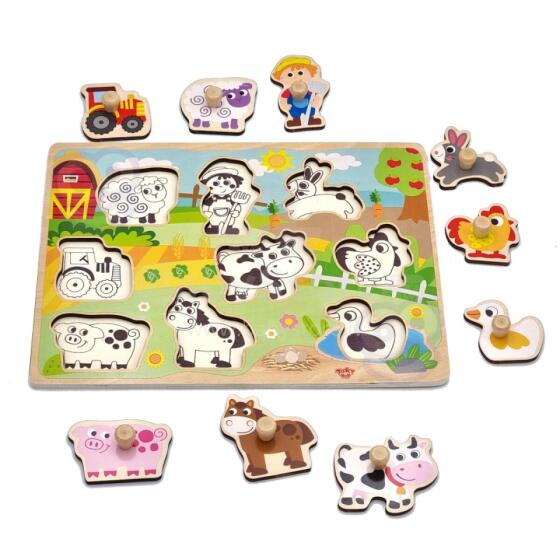 WOOPIE GREEN Ati Montessori Puzzle Agble si me Pin siwo sɔ kple wo nɔewo le