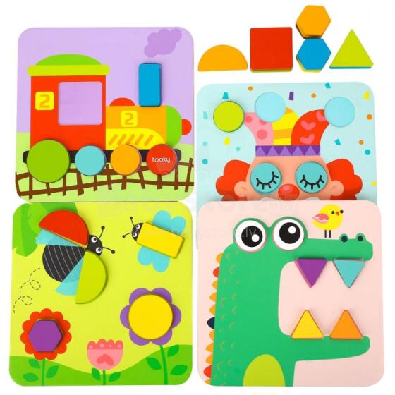 TOOKY TOY Puzzle 4 le 1 me Puzzle Mntessori Blocks