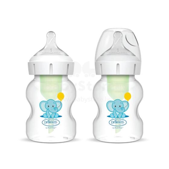 DR.BROWN'S OPTIONS+ pudelid laia kaelaga, 150 ml, ELEFANT, 2 tk.