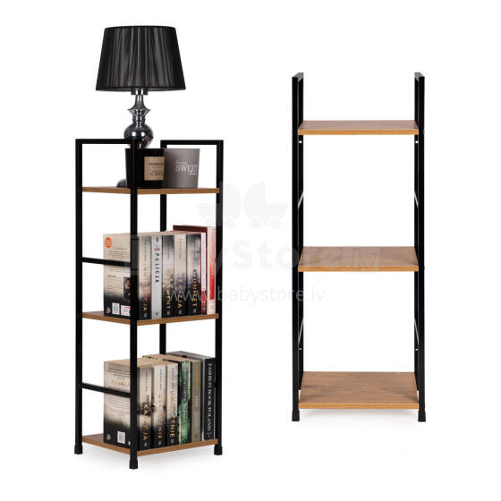 Kaasaegne puidust riiul, metallraam LOFT, 3 riiulit