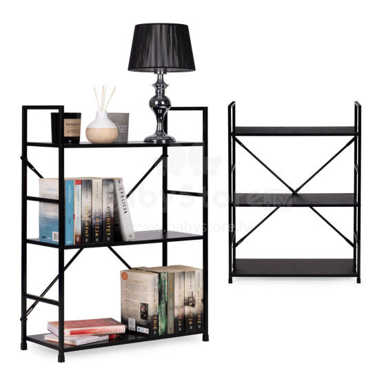 Puitraamatukapp metallraamiga lai LOFT, 3 riiulit ModernHome
