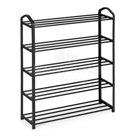 Metallkinga riiul, 5 riiulit, 15 paari kingi, must ModernHome