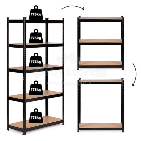 Metallist hoiuhylle 180x90x30 cm garaažile või keldrisse, 5 riiulit, 875 kg kandevõimega ModernHome