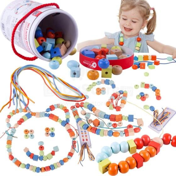 CLASSIC WORLD Puidust Helmed Stringimiseks 96 tükki