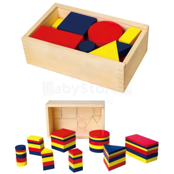 Puidust plokid Dienesa geomeetrilised kujundid Viga Toys Montessori