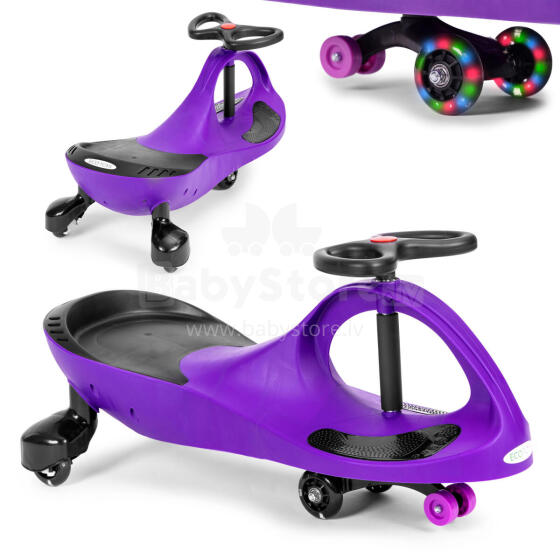 Wiggle auto sõidumänguasi LED ratastega lilla ECOTOYS