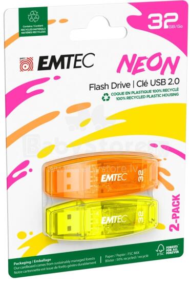 Emtec USB2.0 C410 32GB Neon 2 pcs
