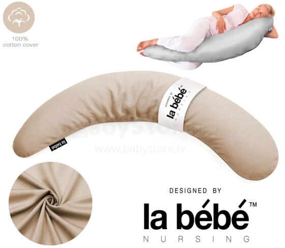 La Bebe™ Moon Cotton Maternity Pillow Art.255995 Beige caramel Suur Memory Foam täidisega raseduspadi (eriti pehme ja vaikne täidis)