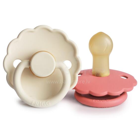 Frigg Daisy Round Latex Art.101609 Cream/Poppy Pacifier (nipple) made of 100% natural rubber 0-6 months (2 pcs.)