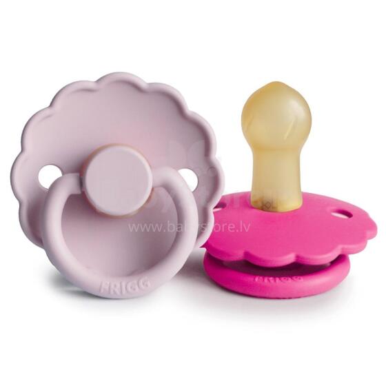 Frigg Daisy Round Latex Art.101250 Soft Lilac/Fuchsia mannekeen (lutt), mis on valmistatud 100% looduslikust kummist vanuses 6-18 kuud. (2 tk.)