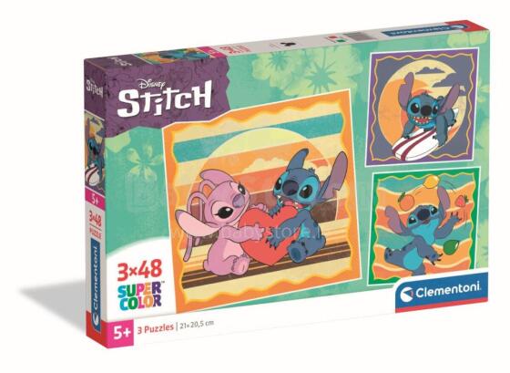CLEMENTONI LAPSE PUZZLE Disney Stitch, 3x48 tk,, 25062
