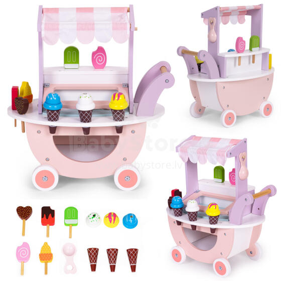 Puidust jäätisekäru lastele 12 tükki ECOTOYS