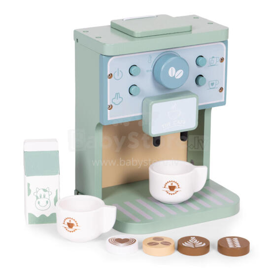 ECOTOYS Puidust mängukohvimasina baristakomplekt lastele