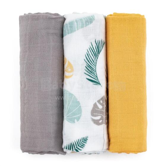 PETITE&MARS 415360 Bambusest Musliinmähkmed 3 tk 68x68 cm Okrakollased Lehed