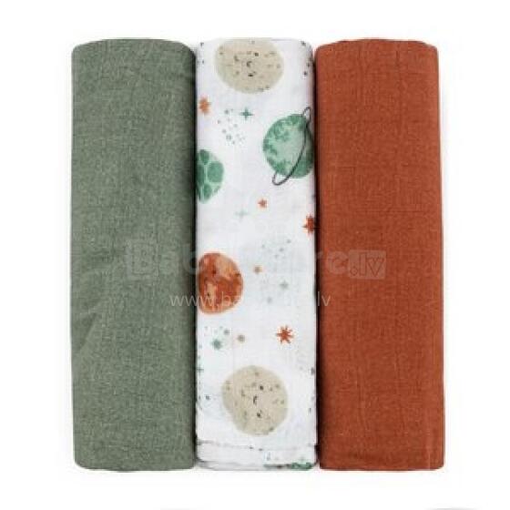PETITE&MARS 415367 Bambusest Musliinmähkmed 3 tk 68x68 cm Taevased Planeedid