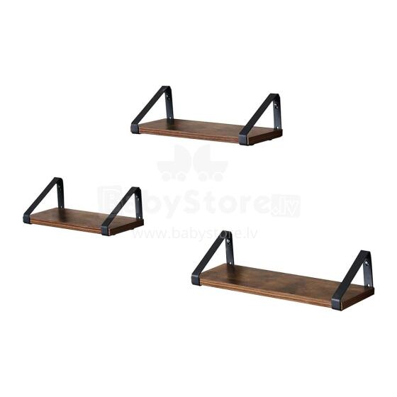 3 puidust Loft rippshelfi komplekt