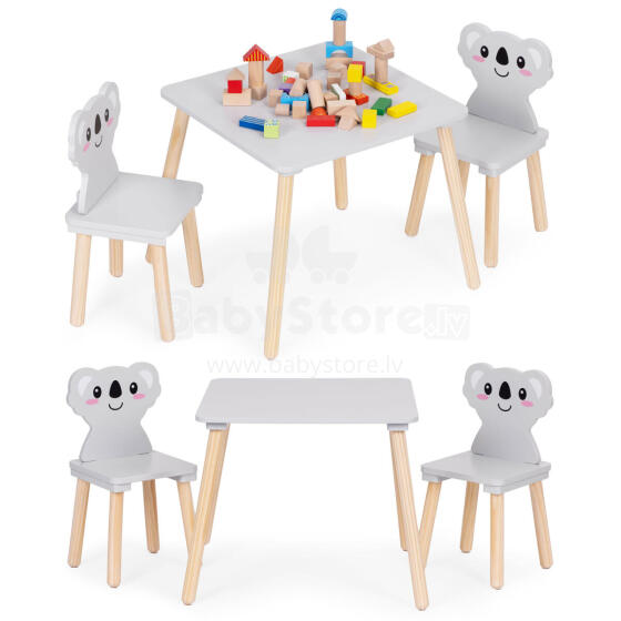 Laste mööblikomplekt Laua + 2 Tooli Koala ECOTOYS