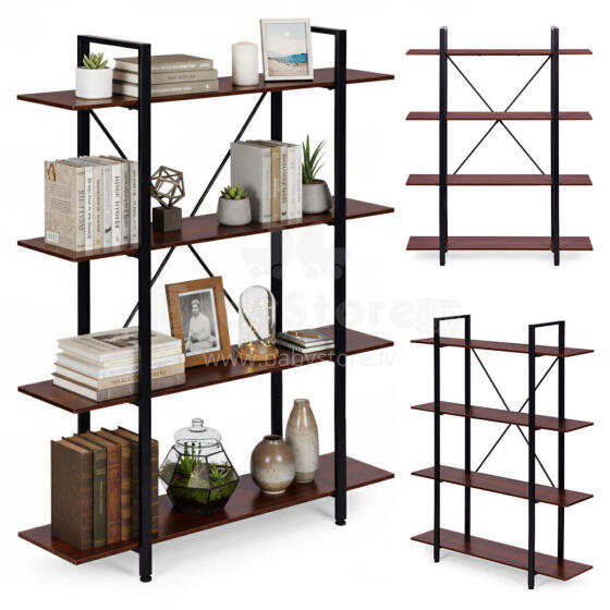 Loft Industrial Shelf elutuppa kontorisse 4 riiulit metallraamiga ModernHome