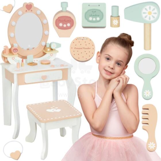 TOOKY TOY Puitmööbel koos Tooli Aksessuaaride LED Peegel + Kosmeetika