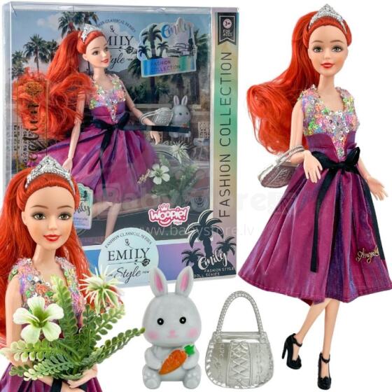 WOOPIE ROYAL Nukk Emi Stiil Mood 32 cm - Stiilne printsess roosas kleidis + aksessuaarid