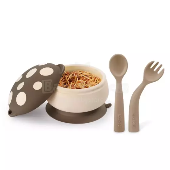 Haakaa Silicone Mushroom Bowl/Cutlery Set Art.UTE100-W Silikoonist kauss iminapaga
