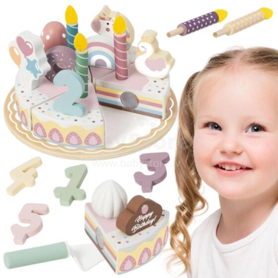 TOOKY TOY Puitu sünnipäevakookide lõikamise mänguasi Velcro'ga