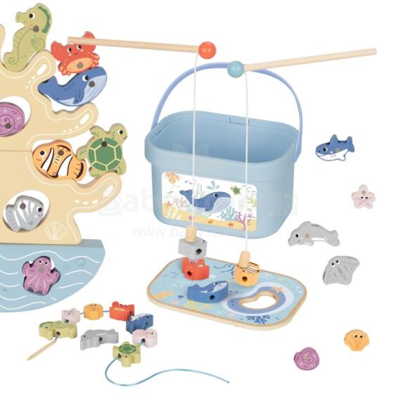 TOOKY TOY Puidust Mereteemaliste Mänguasjade Tasakaalu Torn Kalapüügifiguurid 23 Elementi