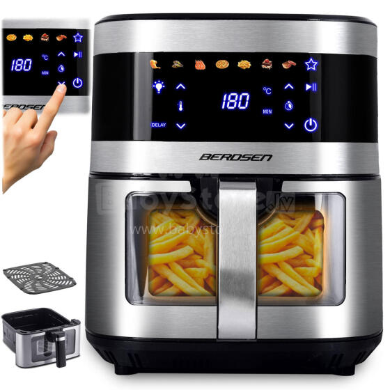 Õlivaba fritüür Air fryer suur fritüür 9.1l Berdsen 1700 W BD-656 hõbedane