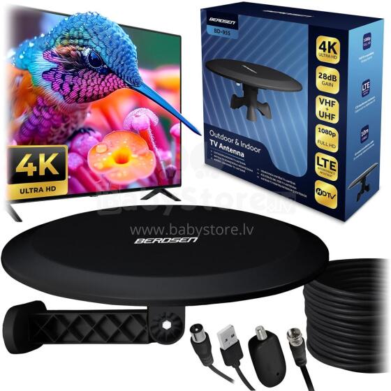 Siseruumide ja välistingimustes TV antenn Ultra HD 4K Berdsen BD-955 Must