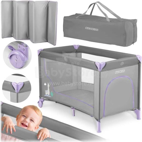 Reisi beebivoodi 125 x 65 x 78 cm RK-240 Hall-Lavendel