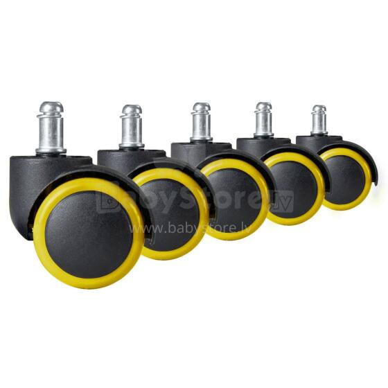 Kummirattad toolidele must-kollane 5 tk