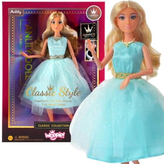 WOOPIE ROYAL Nukk Lily 30 cm Pikk Blonde Juuksed Elegantne Türkiissinine Kleit